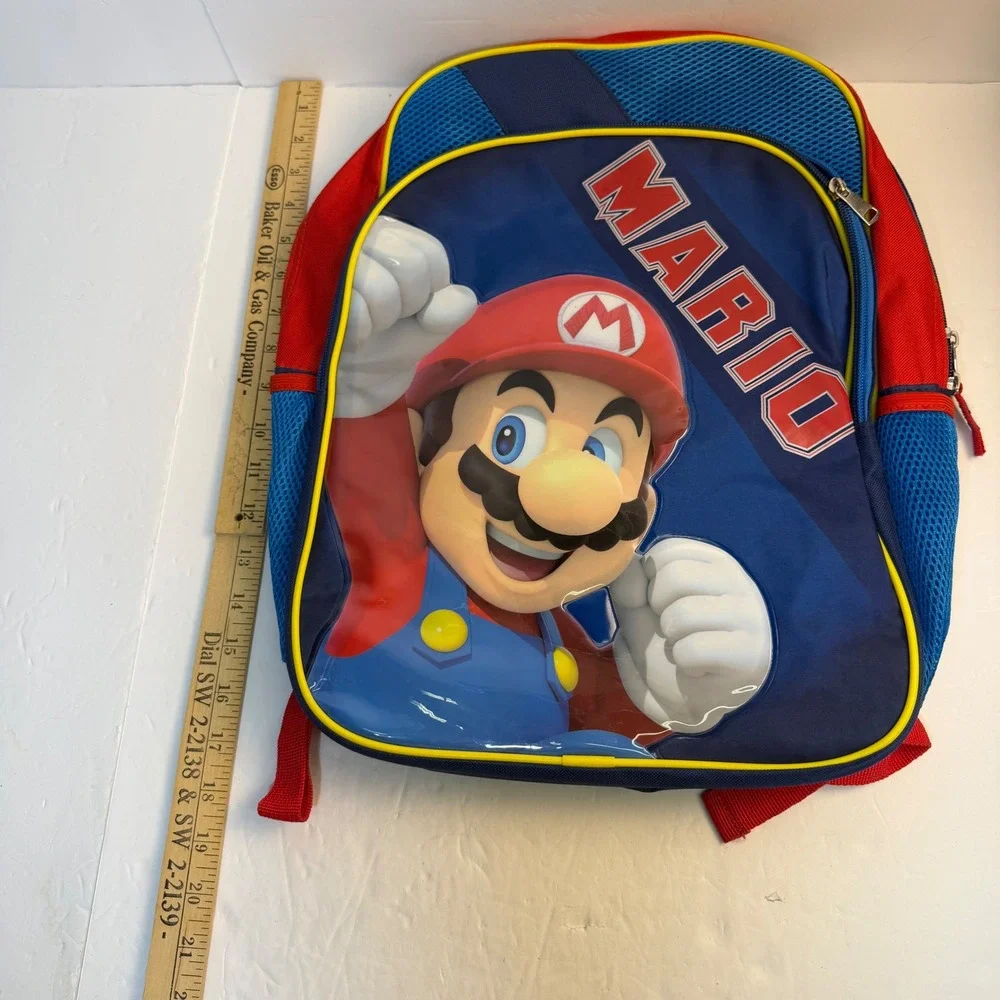 Nintendo Super Mario Bros Blue Red 16 Inch Backpack School Bag Here We Go 2022